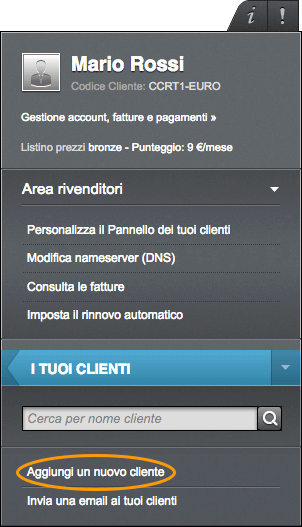 Pannello di controllo dei Reseller