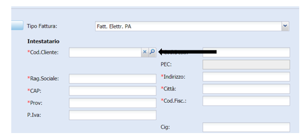 Intestatario Fatturazione Elettronica