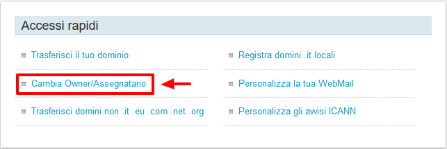 Pannello di controllo di Register.it