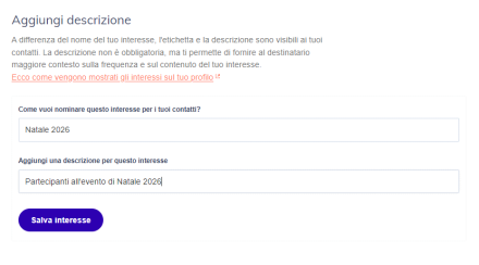 Form per etichetta pubblica e descrizione dell'interesse