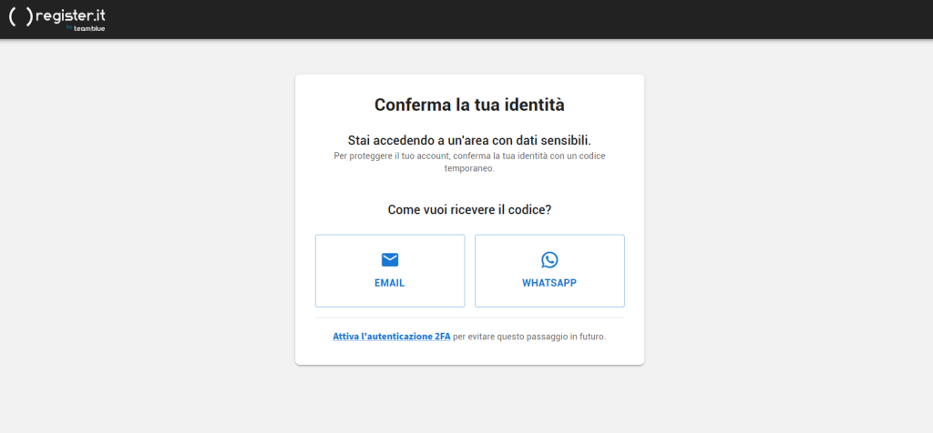 Richiesta di conferma identità.
