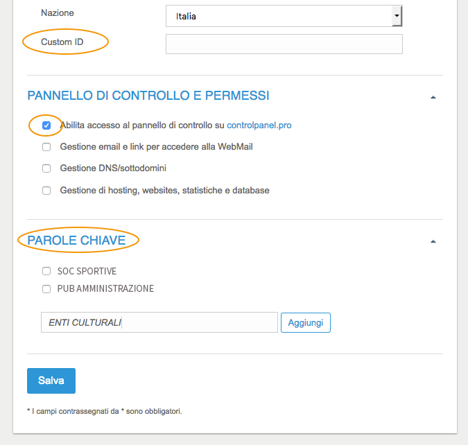 Pannello di controllo Reseller