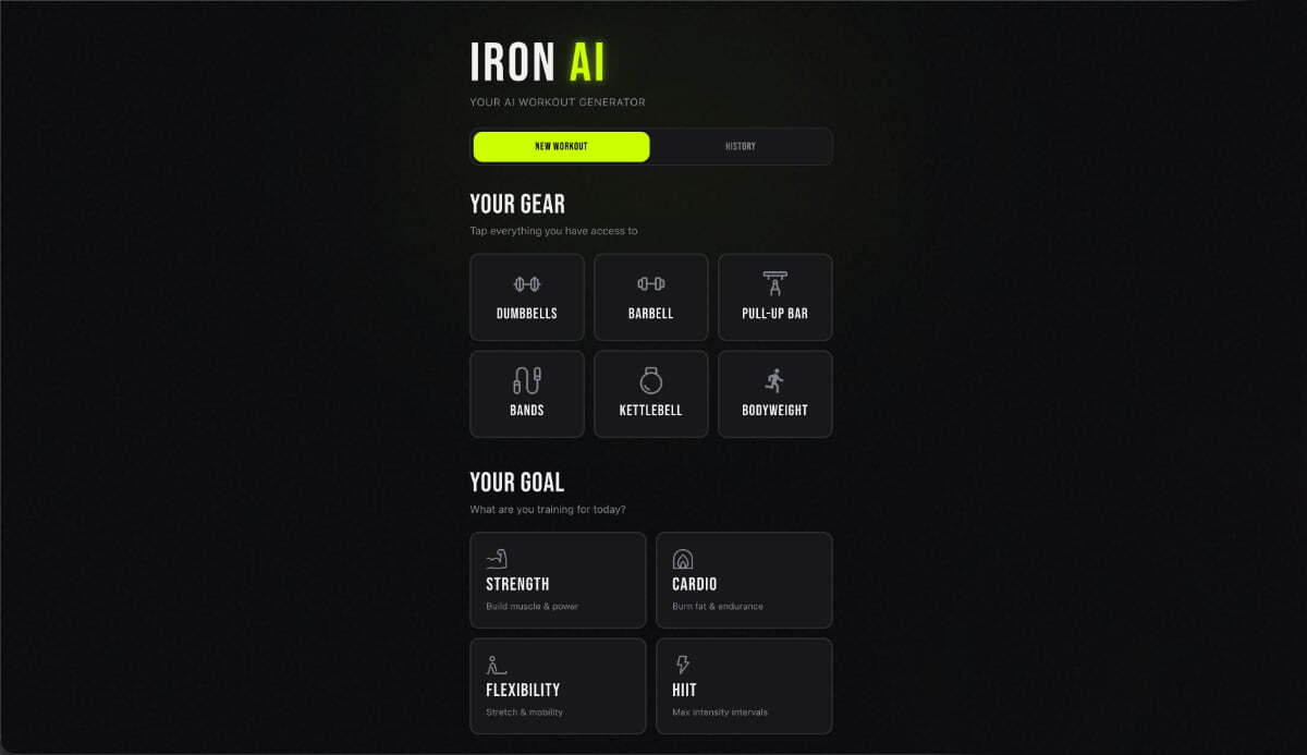AI workout generator created with Macaly AI Builder
